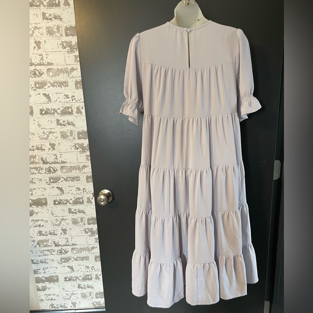 Love Olive Co XS Grey Tiered Babydoll Dress ModestPuff sleeve - Picture 5 of 8